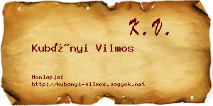 Kubányi Vilmos névjegykártya